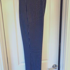 Chicos Slacks/Pants 4R ~ Blue w/White Stripes Stretch Elastic Waist